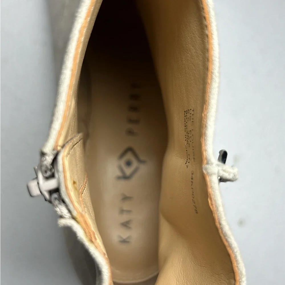 Katy Perry Collections Cream Ankle Booties with Block Heel - Picture 8 of 8